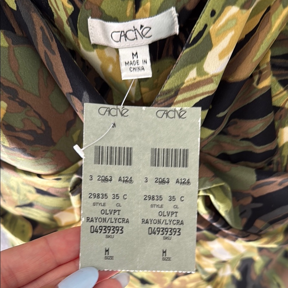 Cache Green and Yellow Fitted Tie Front Tank Top - Picture 10 of 17